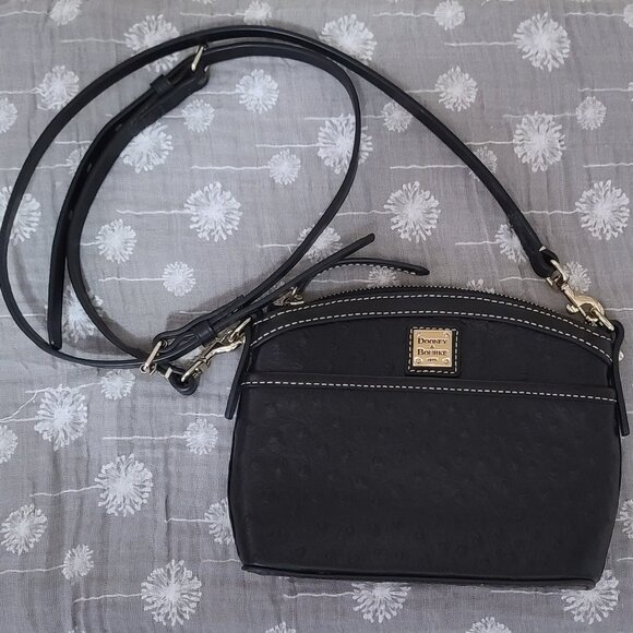 Dooney & Bourke Black Domed Ostrich Embossed Leather Crossbody – Like New - Picture 6 of 7